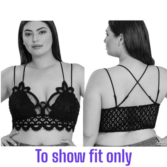 NEW Crochet Lace Bralette - Plus Size Ash Gray - Picture 2 of 12